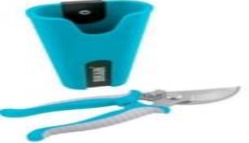 [PR/14781] Kit Tijera Curva Cromada + Funda Azul (35RKIT1)